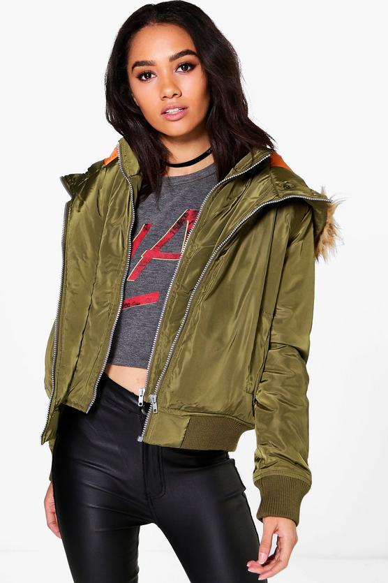 Petite Grace Double Layer MA1 Bomber Jacket